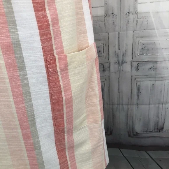 Cremieux Womens Size XS Pink White V Neck Striped Sleeveless Shift Dress Cotton - Picture 7 of 12